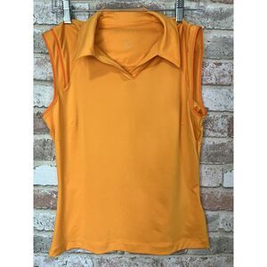 Nike Golf Shirt Dri Fit Size Small Sleeveless Orange Polo
